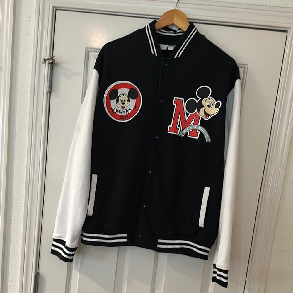 Disney Mickey Mouse Club Black and White Varsity Jacket Size Large